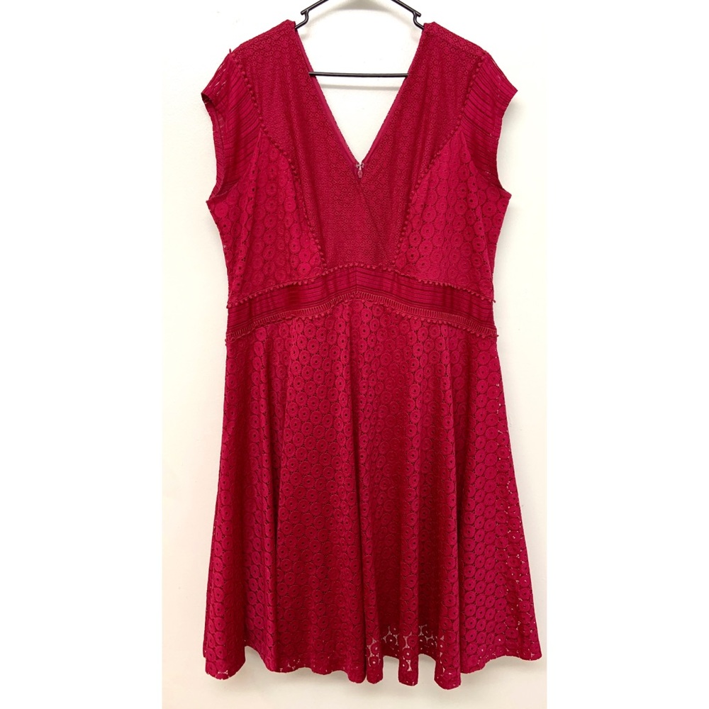 Lane Bryants Red Magenta Eyelet Wrap Dress 22